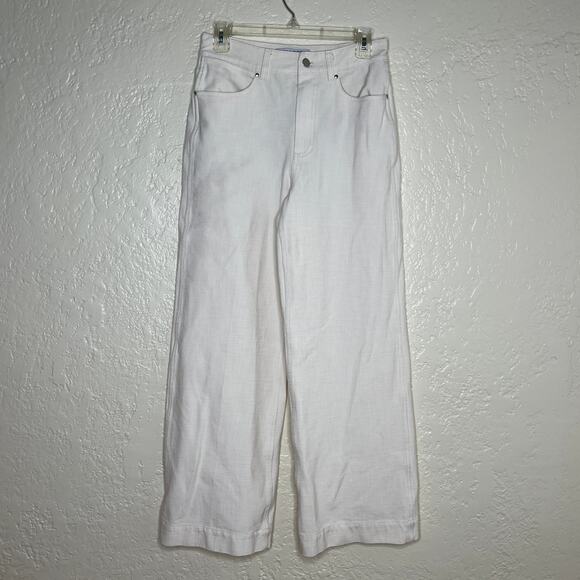 M.M. Lafleur The Milo Wide Leg Jeans Eco Better Than Denim Ivory White Sz 4 - Picture 1 of 6